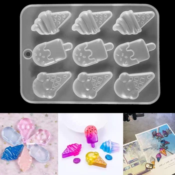 1 бр. силиконови форми във формата на сладолед, висулки от UV-епоксидна смола, под формата на diy, инструменти за производство на силиконови декорации