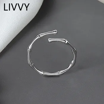 LIVVY сребрист цвят, модерен сребърен пръстен с кръгла форма, отворен пръстен на пръста си, за жени, бижута подарък, за партита, тенденция 2021