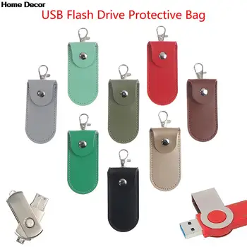 1 бр. кожени чанти за съхранение на U-та, защитен калъф, държач за ключове, черна чанта, калъфи за USB флаш устройство, флаш-памет