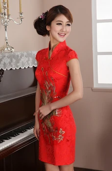 1 бр./лот, жена расшитое пайети китайското традиционната рокля чонсам в стил 