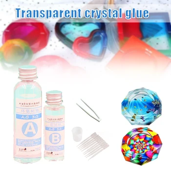 1 комплект, комплект прозрачна епоксидна смола, многофункционално съотношение 3:1, епоксидна смола с кристали AB, аксесоари за бижута 