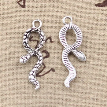 10 бр. висулки във формата на змия 34x11 мм, окачване от антични сребро, производство на ръчно изработени бижута в тибетски стил