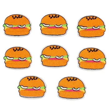 10 бр./лот, бродирани апликации за хамбургери, ленти за заведения за бързо хранене с изображение на анимационни герой 