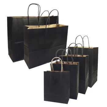 10 бр. на 20-30 бр. бр. Подаръчни торби С Дръжки, Многофункционални високо качество Черни крафт Хартиени Торбички 6 Размери за Магазини, Вечерни Подаръци, Дрехи