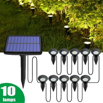 10 в 1 външни соларни лампи, които променят цвета на тревата, наземна лампа IP65, водоустойчив поддържан прожектори, украса на градината, външни осветителни тела
