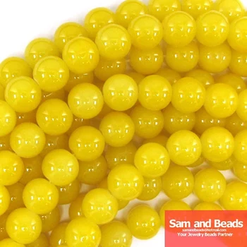 10 мм жълти кръгли стъклени мъниста за бижута, около 80 бр. мъниста в направление, безплатна доставка