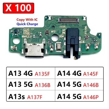 100 бр. USB порт за зареждане, жак за свързване на микрофон, зарядно устройство, такса, по-гъвкав кабел за Samsung Galaxy A13 A13s A14 4G 5G