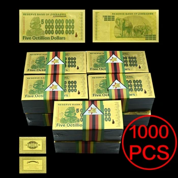 1000 бр./лот Зимбабве пет октиллионов долара Златни банкноти невалютные пари за хартия с водни знаци, Произведения на изкуството за събиране