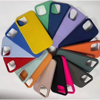 100шт Многоцветни силиконови Калъфи с пълен ръб за мобилни телефони iphone 14 13 12 11 Pro max XR XS SE 2022 6 6s 7 8 plus с опаковка