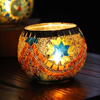 10шт Сам свещ Мозайка Стъклен свещник Сватбени декорации комплект за направата на свещи Банки за свещи Стъклен буркан