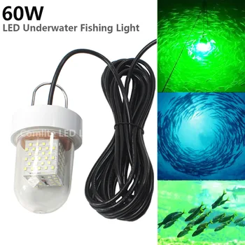 12 vdc 60 W зелени led подводно осветление за гмуркане 6 м кабел потопяеми риболовни светлини