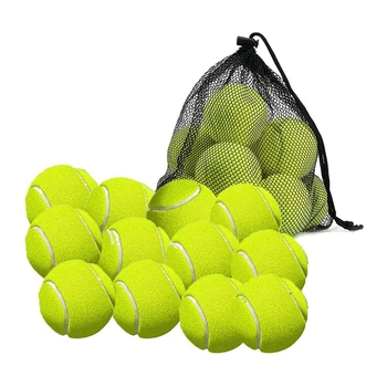12 топки за тенис в пакет с чанта за съхранение - на топка за Тенис с дебели стени отлично качество - идеален за игра на тенис и крикет