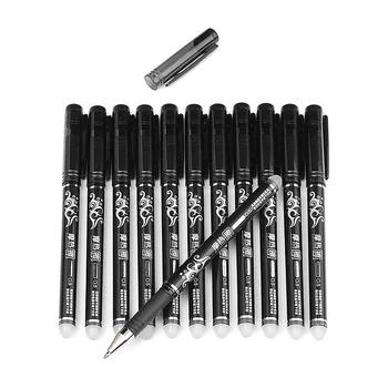 12шт 0 5 мм стираемые гел мастило химикалки Гладка дръжка за въвеждане на ръкописен текст ученически канцеларски материали черен цвят