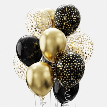 12шт 12-цолови черни златни латексови балони, абитуриентски гелиевые балони, украса за парти в чест на рождения ден на възрастни, деца, продукти за детската душа, стоки за дома
