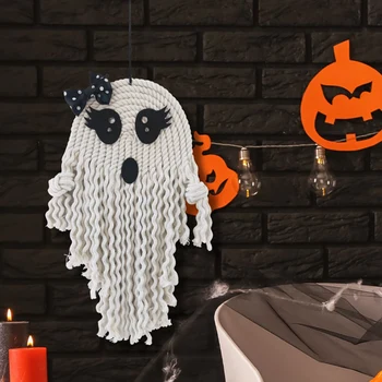 2 бр., венец на Хелоуин с привидением, виси на стената. Украса за парти на Хелоуин, занаяти за деца, здрав, лесен за употреба