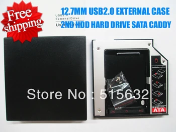 2-ри твърд диск HDD SATA кутийка + 12,7 мм USB2.0 Външния корпус за SATA Burner е super Drive