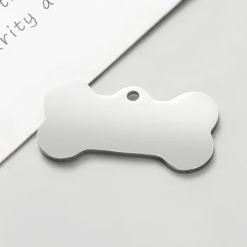 20 бр/лот, виси етикет за идентификация на домашни любимци, висулки от кучешки кости, огледално полиран висулка от неръждаема стомана 