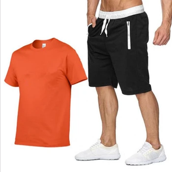 2022 Памук-коноп Лято 2021, Комплект от две части, Мъжка Тениска С Къс ръкав, Съкратен Топ, Панталони, Мъжки Спортни Костюми, Модерен Дизайнерски мат