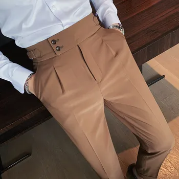 2023 Мъжки пролетен костюм Панталони са Модерни ежедневни приталенные панталони за бизнес костюм Мъжки работни панталони за сватбени партита Класически големи размери 36