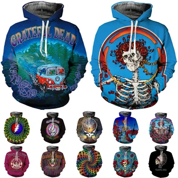 2023 най-Новата мода 3D принт Grateful Dead hoody с качулка за мъже, жени, момчета, момичета, деца, пуловер с дълги ръкави и завязками, hoody