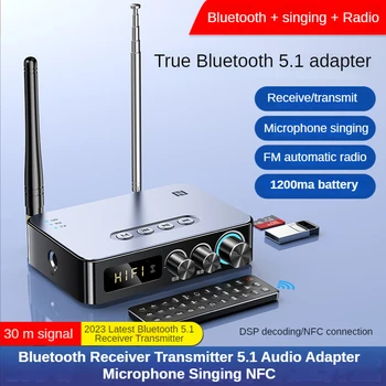 2023 Нов 5,1 Bluetooth Приемник Предавател и 3.5 мм AUX вход RCA FM-радио За Пеене M9Pro 3-в-1 NFC Аудио Адаптер за Безжична DSP Адаптер