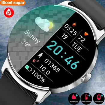 2023 нов NFC неинвазивен сензор за нивото на глюкоза в кръвта, монитор на сърдечната честота, температура, кислород, часовници за мониторинг на кръвното налягане, IP68, водоустойчив, фитнес