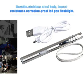 2023 Нова Акумулаторна Енергоспестяващ Медицински Удобен Преносим USB-Мини Фенерче във Формата На Писалка, Led Фенерче С Клипс От Неръждаема Стомана