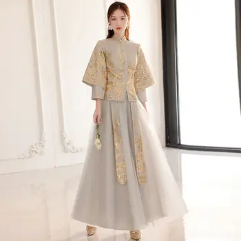 2023 Нова рокля на шаферка на китайското рокля на шаферка есенно-зимния китайското рокля на традиционната китайска облекло за жени, Hanfu