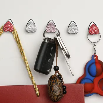 2x творчески мини-автомобилни куки с декорация във формата на кристали, автомобилни куки с кристали за чанти с продукти, украса за дома, стенни декорации, подвешивание на вратата