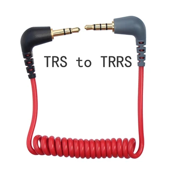 3.5 мм Кабел TRS-TRRS за свързване на микрофон към смартфон, Пружинен Спирален Кабел Червен цвят, за да микрофони RODE SC7 BOYA От VIDEOMIC GO Video Micro-type