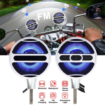 3-инчов мотоциклет Bluetooth високоговорители, аудио MP3 FM радиоплеер, аудио системи за мотоциклети с led подсветка