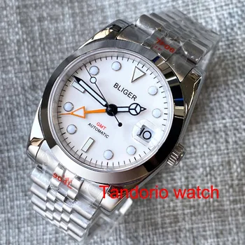 36 мм /39 мм бял циферблат Bliger, полиран корпус, автоматично мъжки часовници, сапфирен кристал, хонорар датата, юбилейна каишка, прикрепена bezel