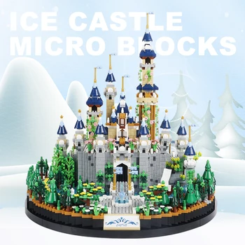 3600 бр. мультяшная приказка за замъка на принцеса Архитектура Строителни блокове Гледка към улицата Микро модел Тухли, подарък Играчка за момичета възрастен