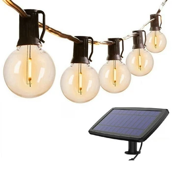 3X G40 led фенерче на слънчеви батерии, 18 фута, открит вътрешен двор, глобус, струнни инструменти, осветителни тела, декорация на двора бистро, 1,5 W, 10 лампи