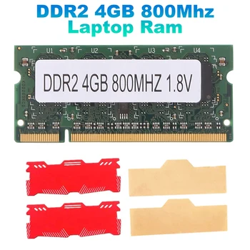4 GB ram за лаптоп DDR2 + охлаждащ жилетка 800mhz PC2 6400 sodimm памет 2RX8 200 контакти за ram памет за лаптоп на AMD