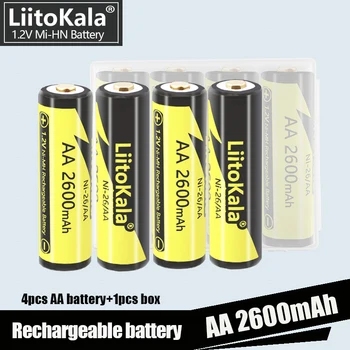 4 БР. Батерия LiitoKala AA 2600 mah 1.2 2A Ni-Mh Двойна Акумулаторни Батерии И 1 бр. Фенер AA Играчки Отделението Отделение Кутии