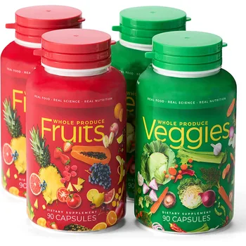 4 бутилки плодови и зеленчукови капсули, витамин добавки, вегетарианството, помагат за засилване на имунитета, подобряване функцията на стомашно-чревния тракт