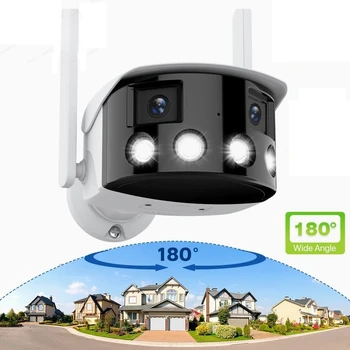 4-Мегапикселова безжична външна камера ICSEE с две лещи, двупосочен разговор на 180 градуса, домашна камера за видеонаблюдение, камера, WIFI