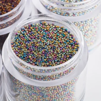 4 Цветни метални стъклени топчета за хайвер 0,8 мм, многоцветни микрошарики за нокти, инструменти за нокти-арт, микро-страхотна мъниста от полимерна глина HD73GS