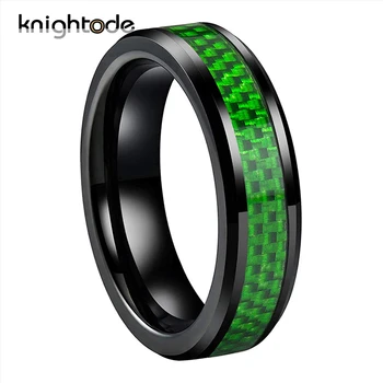 4 Цвят, въглеродни влакна, 6 мм, черен пръстен от настоящето, волфрамов карбид, годежен пръстен, модни бижута, извозването удобна кацане
