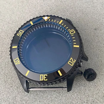 41,5 мм Черен Корпус часа от стомана С черна вътрешната часовников механизъм глава Shadow S PVD Черно покритие за NH35 /NH36 /4R Механизъм 28,5 мм Циферблат Каишка 22 мм