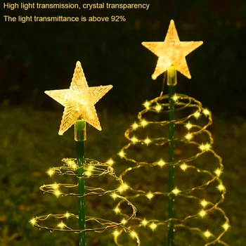 4шт Коледен Градина Слънчева светлина Открит Коледа Щанд Градина Led Наземни Лампи Ред Saterproof IP65 Звезда Фенер Декор Осветление