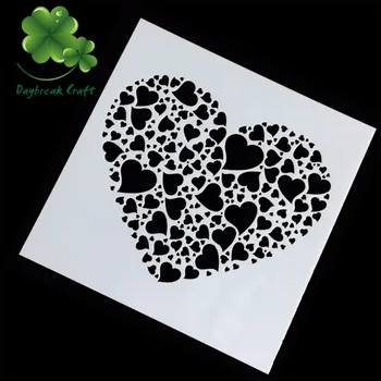 (5,1x5,1 инча) пластмасови листове love heart направи си сам, сито suber и боя, отпечатък, спрей, мъгла, шаблон за scrapbooking