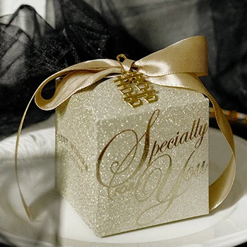 5 бр. лъскава кутия шоколадови бонбони цвят шампанско, златен цвят, Коледа, рожден Ден, банкет, кутии за опаковане на бонбони, сватбен спомен за гости, подарък кутия