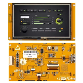 5-инчов графичен сензорен екран HMI с контролер + програма + сериен интерфейс UART за индустриално оборудване