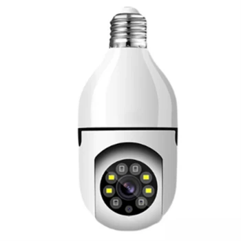 5-Мегапикселова лампа E27 Wifi камера за наблюдение е за помещения с 4-кратно цифрово увеличение AI Human Detect Пълноцветен безжична камера за нощно виждане