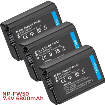 5 опаковки 6800 mah NP-FW50 Батерия за фотоапарат, съвместим с Sony AlphaA6000, A6500, A6300, A6400, A7, A7II, A7RII, A7SII, A7S2, A7R
