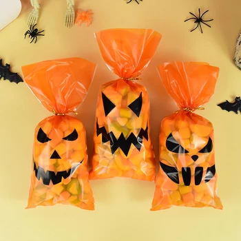 50 бр. пакетчета бонбони за Хелоуин, черно и оранжево бисквитки 