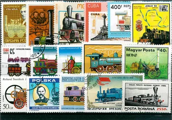 50 бр./партида, реколта марка на стария влак, всички се различават от много страни, пощенски марки с маркировка 