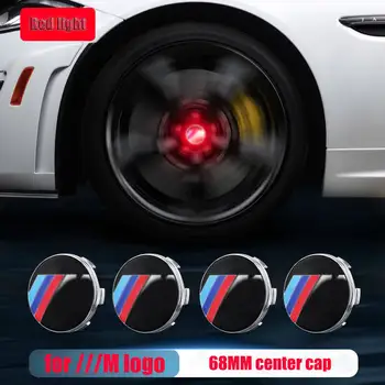 56 MM 68 mm ///M Емблема на Колелата на Автомобила Лого за BMW Плаващи Централните Капачки Червен Бял Син RGB Цветни Led Светлини за Избор